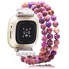 C&L Accessories Bracelet Compatible with Fitbit Versa 3/Fitbit Versa 4/Fitbit Sense 2/Fitbit Sense Bands for Women, Beaded Adjustable Gemstone Replacement Wristband Straps (Natural Light) view 1