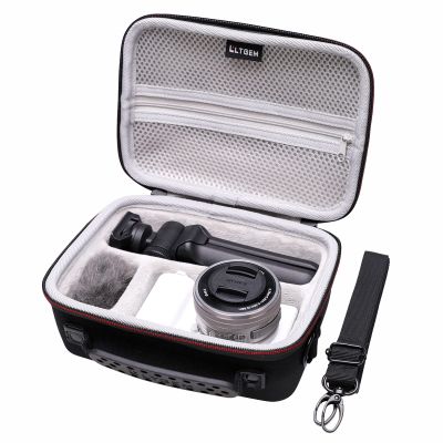Camera Case Compatible with Sony Alpha ZV-E10 / ZV-1F / ZV-1 / ZV-1 II Vlog Camera with Shoulder Strap by LTGEM, Fits Vlogger Accessory Kit Tripod and Microphone, Black+Gray