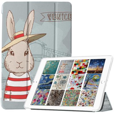 DuraSafe Cases for iPad mini 5 7.9 Inch 2019 [ Mini 5th Gen ] A2133 A2124 A2126 A2125 Printed Smart Trifold Lightweight Soft Silicone Transparent Front & Back Cover - Rabbit Cartoon Print