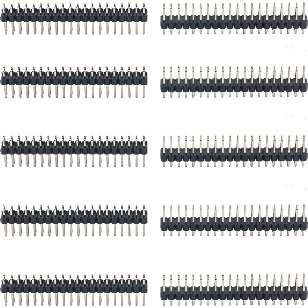 10pcs Break-Away 0.1" 2x20 Pin 40Pin Strip Dual Male Headers for Raspberry Pi Zero GPIO (Long 11mm / 0.43")