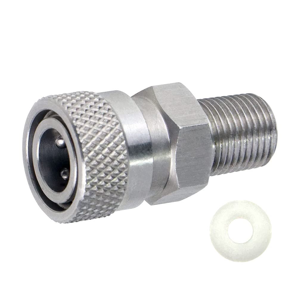 HMKUGO 1/8 BSPP Male to 8MM Female Quick-Disconnect Connector Adapter, Stainless Steel, PCP Paintball Charging Fittings with Sealing O-Ring