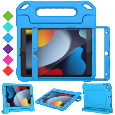 SUPLIK Kids Case for iPad 9th/8th/7th Generation -10.2 inch 2021/2020/2019, Built with Screen Protector, Durable Shockproof Handle Stand Case for Apple iPad Gen 9/8/7, Blue
