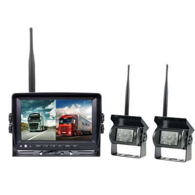 2X Digital Wireless Backup Cameras with 7 Inch Monitor for RV Truck Trailer Camper Heavy Duty Vehicle, HD 1080P 18 IR LEDs Night Vision IP68