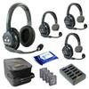 Eartec UL431 Ultralite Full Duplex Wireless Headset Communication for 4 Users - 3 Single Ear and 1 Dual Ear Headsets with SolidSignal Cleaning Wipes Bundle view 1