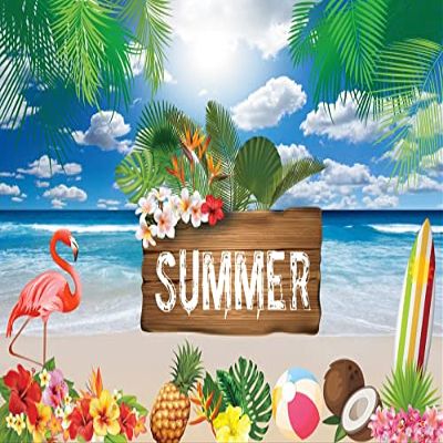 10x8ft Summer Flamingo Party Backdrop Tropical Fruits Flowers Sea Beach Red Flamingo Photography Background Palm Leaves Birthday Party Supplies Baby Shower Decorations Photo Booth Banner Props