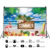 10x8ft Summer Flamingo Party Backdrop Tropical Fruits Flowers Sea Beach Red Flamingo Photography Background Palm Leaves Birthday Party Supplies Baby Shower Decorations Photo Booth Banner Props view 3