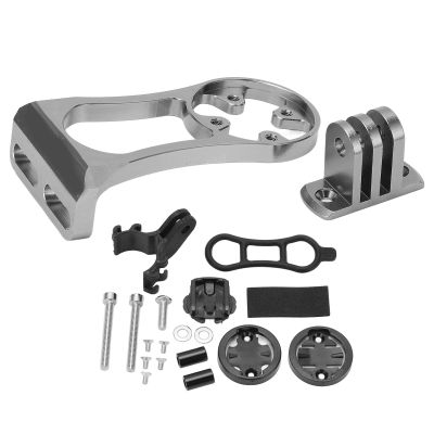 OUKENS Bike Computer Extended, Bike Computer Mount Mount Out Front Bicycle GPS Combo Holder for Outdoor Riding Sports Action Camera(Titanium Color)