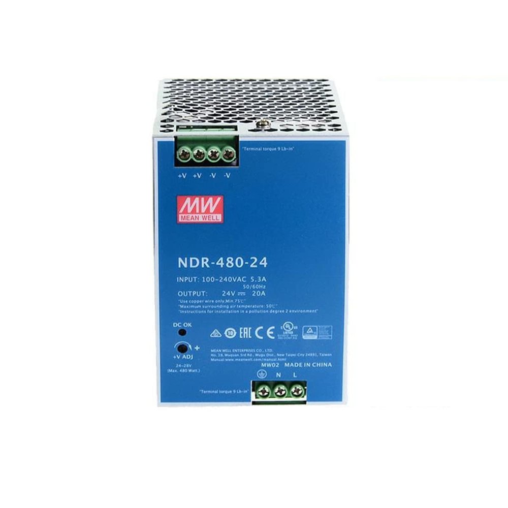 (12PACK) NDR Switch Mode DIN Rail Slim and Economical Power Supply 90 ? 264V Ac Input NDR-480 Series 480W (NDR-480-24)