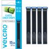 VELCRO Brand VEL-30792-AMS 15 Inch Elastic Straps 4 Pack | Stretchable and Adjustable for Snug Fit | Fasten Lumber, Yoga Mats, Tools, Camping Equipment, More | Cinch with Buckle, Black 15x1 view 1