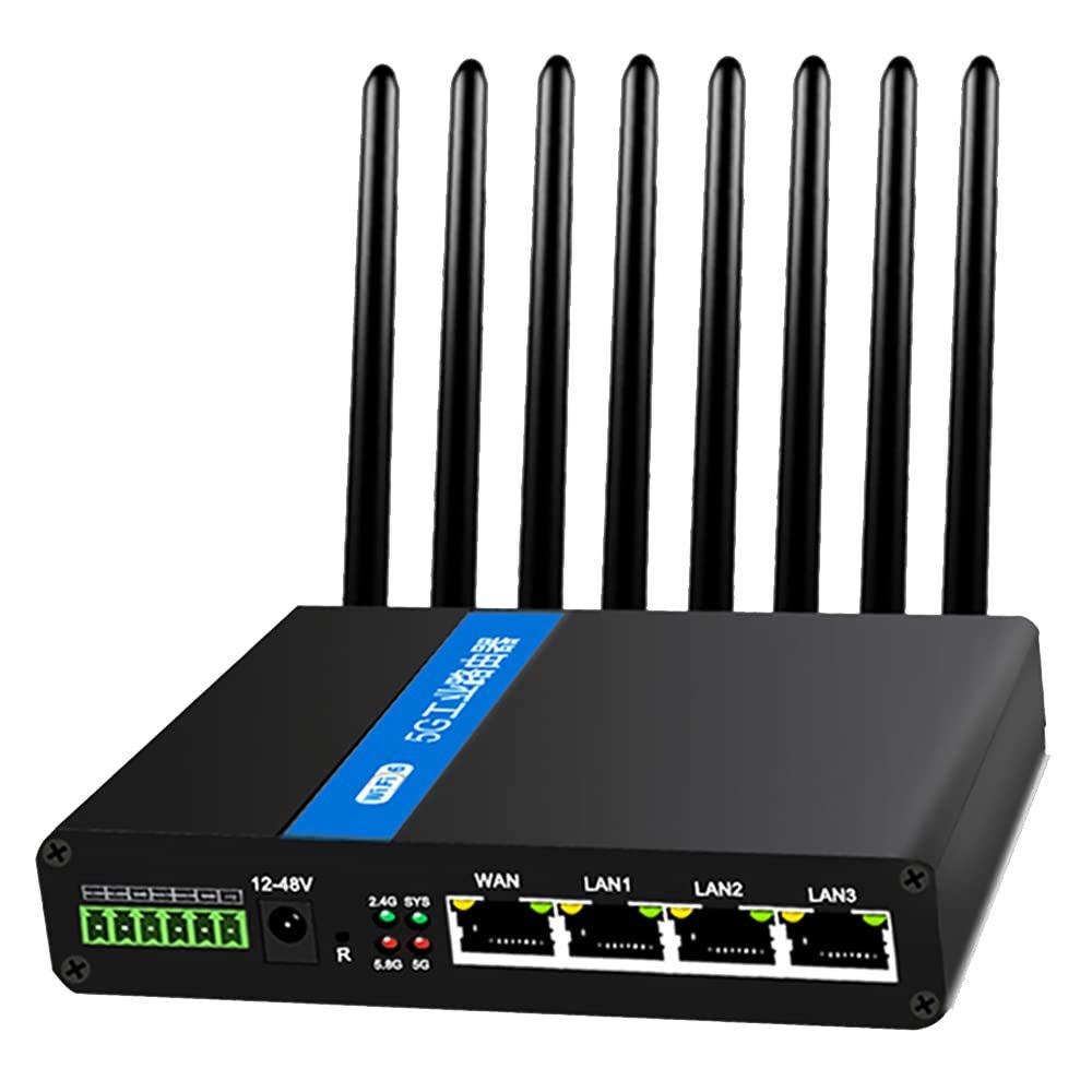 EXVIST 5G LTE Router with SIM Card Slot, Dual Band Wi-Fi 6 Router with 5G IoT Module M.2, Industrial 802.11ax Router, Wireless Speed Up to 1.8Gbps, 3X Gigabit LAN Ports, OFDMA, MU-MIMO (RM502Q-AE)
