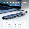 Bundle-2 Items: USB 3.1 USB C Female to USB Male Adapter 5Gbps + 7-in-1 USB-C Hub Multiport Adapter 5Gbps Date Ports view 2