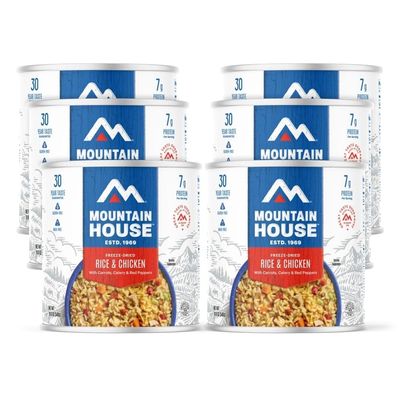Mountain House Freeze Dried Rice and Chicken #10 Can Hunting, Survival, Camping, Backpacking Food Backed by a 30-Year Taste Guarantee Survival Emergency Food Gluten Free 6 Cans Per Case