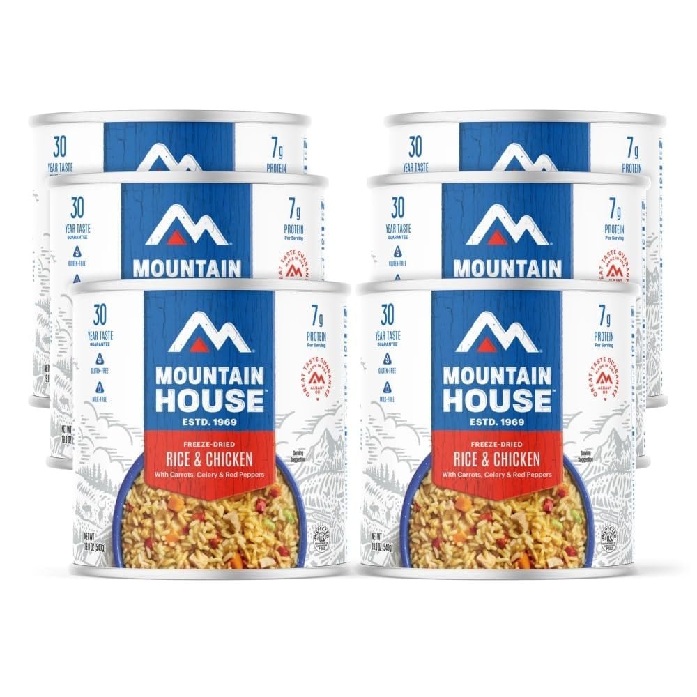 Mountain House Freeze Dried Rice and Chicken #10 Can Hunting, Survival, Camping, Backpacking Food Backed by a 30-Year Taste Guarantee Survival Emergency Food Gluten Free 6 Cans Per Case