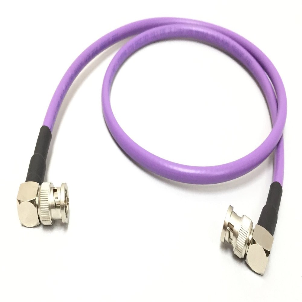 100 Foot - 12G Rated RG6 Belden 4694R 18AWG 4K UHD SDI BNC Right Angle to BNC Right Angle Cable by Custom Cable Connection #115739-100PUR