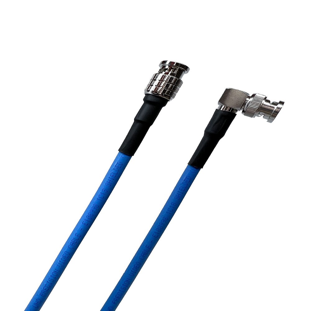 Custom Cable Connection 250 Foot - 12G Rated RG6 Belden 4694R 18AWG 4K UHD SDI BNC Right Angle to Straight Cable 115726-300BL