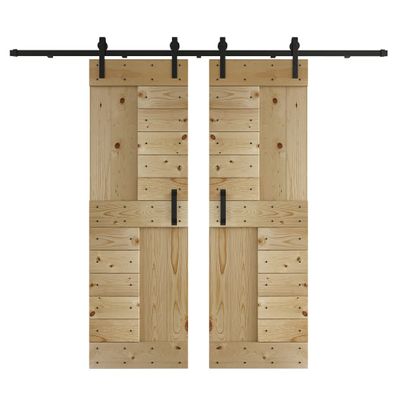 48 in / 60 in X 84 in S Series DIY Knotty Wood Double Sliding Barn Door with Hardware Kit (48 in x 84 in, Unfinished)