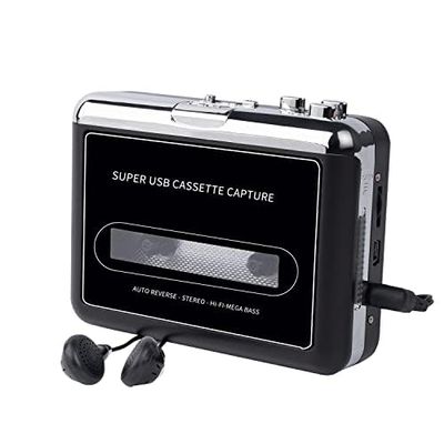 PETELLA Portable Cassette Player USB Cassette Tape Player Captures Mp3 Audio Music, Cassette to Mp3 Converter Compatible with Laptops and Personal Computers