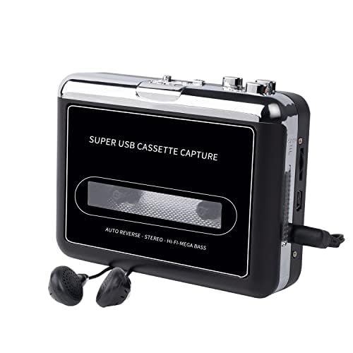PETELLA Portable Cassette Player USB Cassette Tape Player Captures Mp3 Audio Music, Cassette to Mp3 Converter Compatible with Laptops and Personal Computers