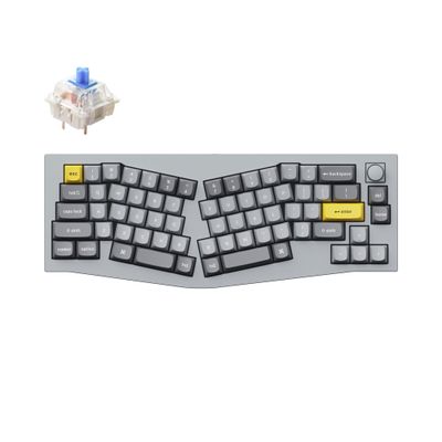 Keychron Q8 Wired Custom Mechanical Keyboard Knob Version, 65% Alice Layout QMK/VIA Programmable with Hot-swappable Gateron G Pro Blue Switch Double Gasket Compatible with Mac Windows Linux (Grey)