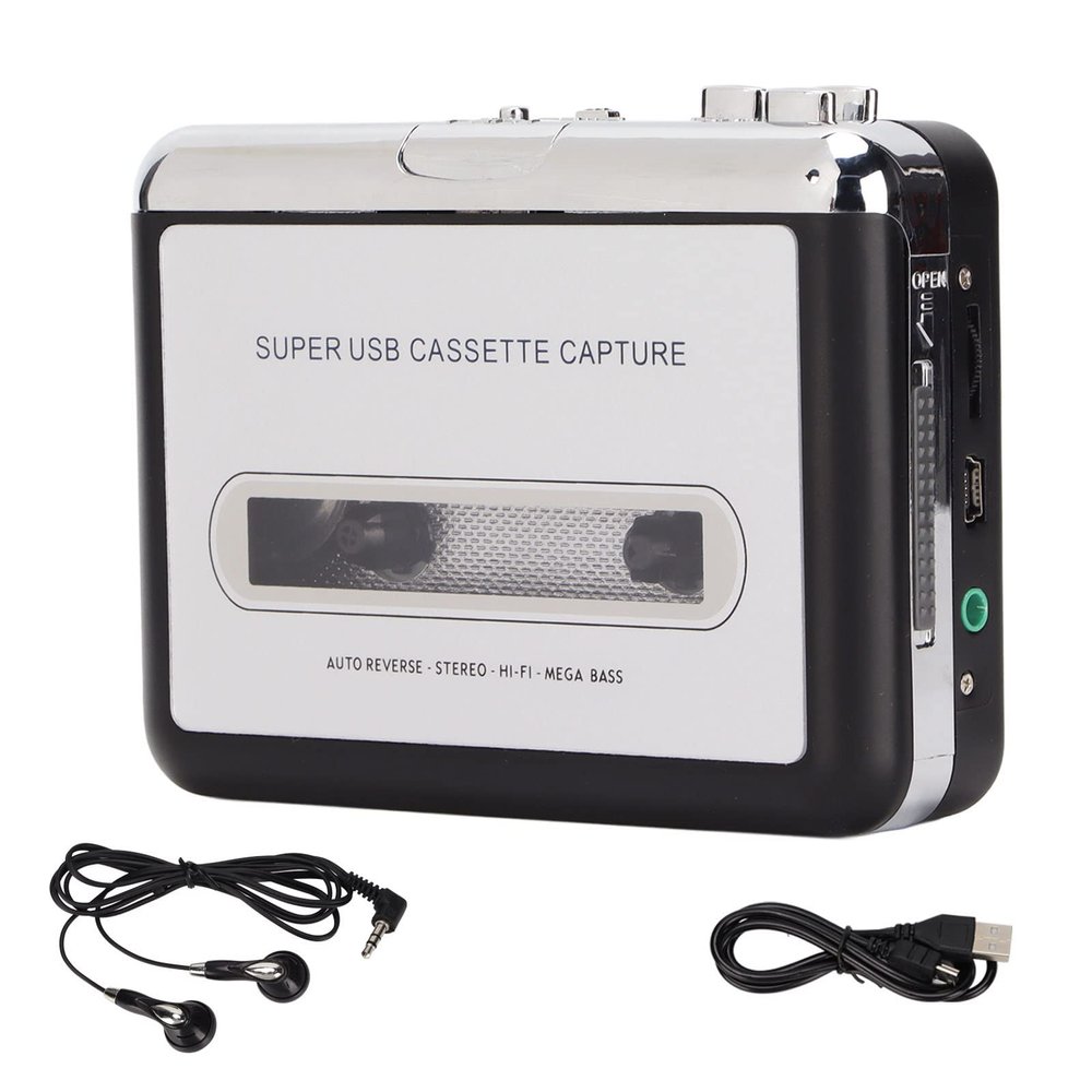 USB Tape to MP3 Converter, Portable Cassette Player Lightweight Standard Fast Stereo for CD Burners for PC for Laptop