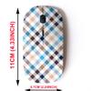2.4G Wireless Mouse with Cute Pattern Design for All Laptops and Desktops with Nano Receiver - Blue Beige Diagonal Check view 2