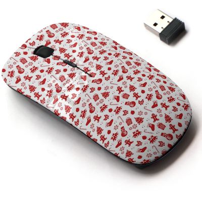 2.4G Wireless Mouse with Cute Pattern Design for All Laptops and Desktops with Nano Receiver - Christmas Elements
