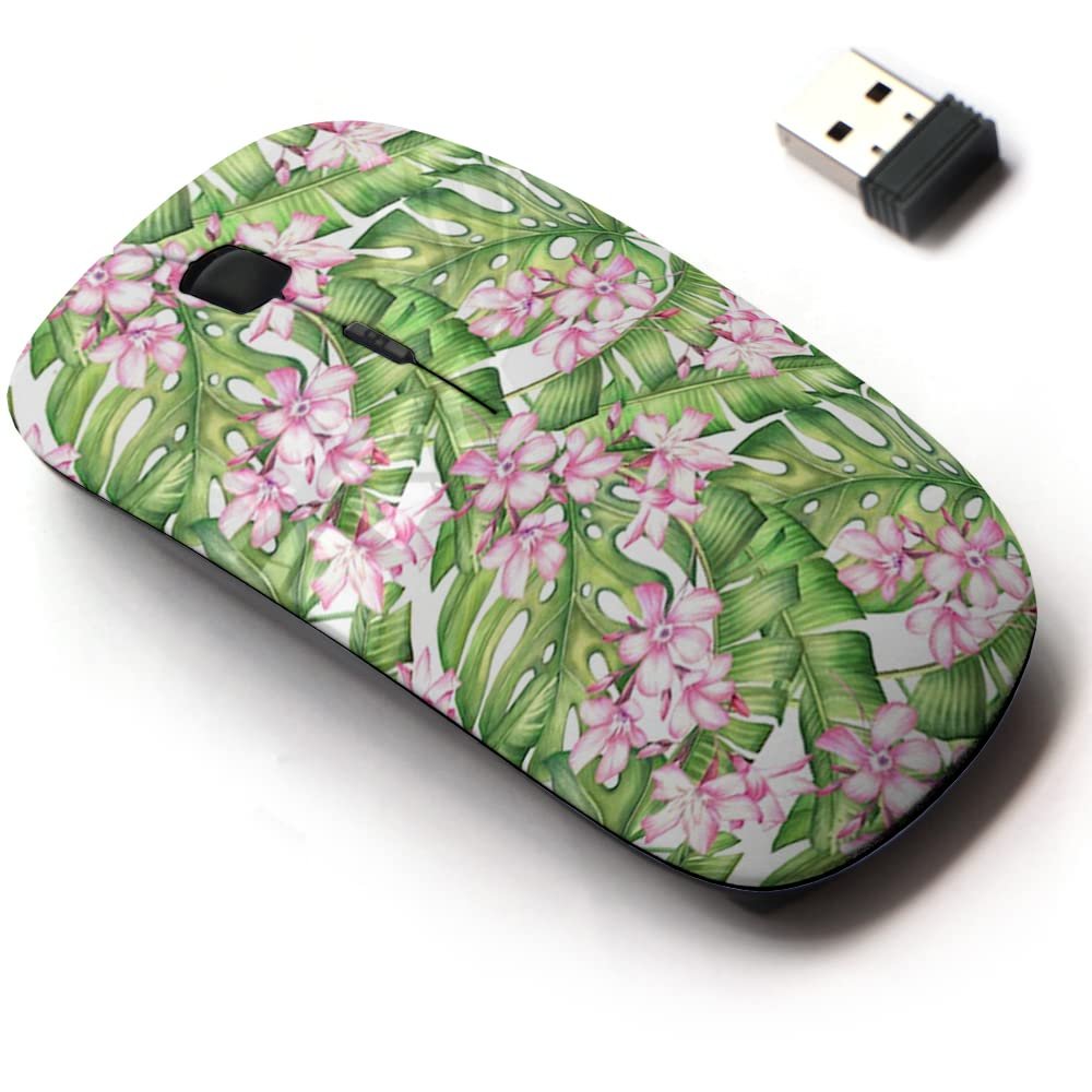 2.4G Wireless Mouse with Cute Pattern Design for All Laptops and Desktops with Nano Receiver - Floral Pink Tropical