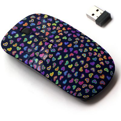 2.4G Wireless Mouse with Cute Pattern Design for All Laptops and Desktops with Nano Receiver - Bright Gradient Colorful
