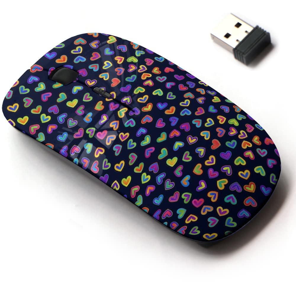 2.4G Wireless Mouse with Cute Pattern Design for All Laptops and Desktops with Nano Receiver - Bright Gradient Colorful