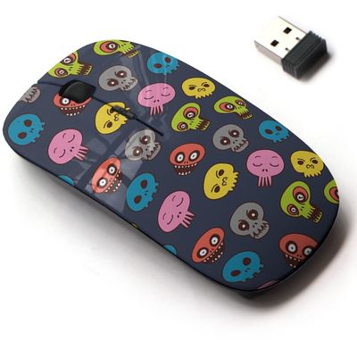 2.4G Wireless Mouse with Cute Pattern Design for All Laptops and Desktops with Nano Receiver - Cute Skull