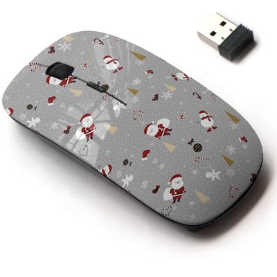 2.4G Wireless Mouse with Cute Pattern Design for All Laptops and Desktops with Nano Receiver - Christmas