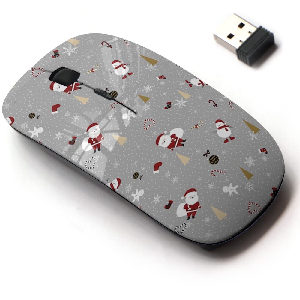 2.4G Wireless Mouse with Cute Pattern Design for All Laptops and Desktops with Nano Receiver - Christmas