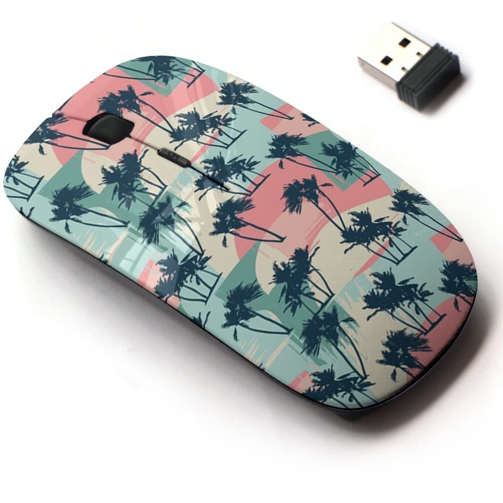 2.4G Wireless Mouse with Cute Pattern Design for All Laptops and Desktops with Nano Receiver - Exotic Tropical Palms
