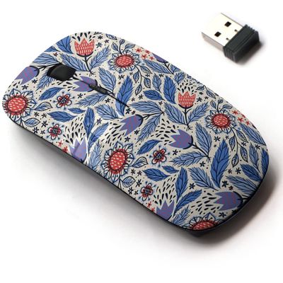 2.4G Wireless Mouse with Cute Pattern Design for All Laptops and Desktops with Nano Receiver - Floral Decorative