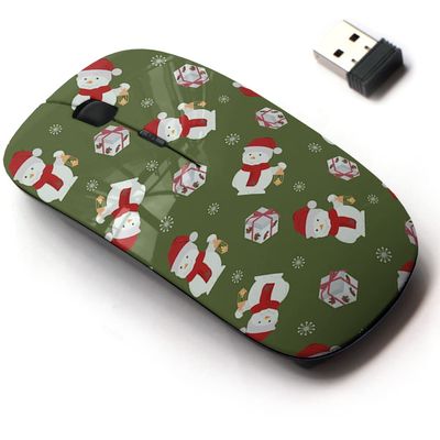 2.4G Wireless Mouse with Cute Pattern Design for All Laptops and Desktops with Nano Receiver - Christmas Snowmen