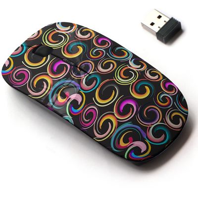 2.4G Wireless Mouse with Cute Pattern Design for All Laptops and Desktops with Nano Receiver - Colored Circles