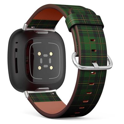 CJCBROES Replacement Leather Watch Band, Compatible with Fitbit Versa 4, Versa 3 and Fitbit Sense 2, Fitbit Sense of Wristband Bracelet Accessory - Clan Forbes Tartan Plaid Scottish