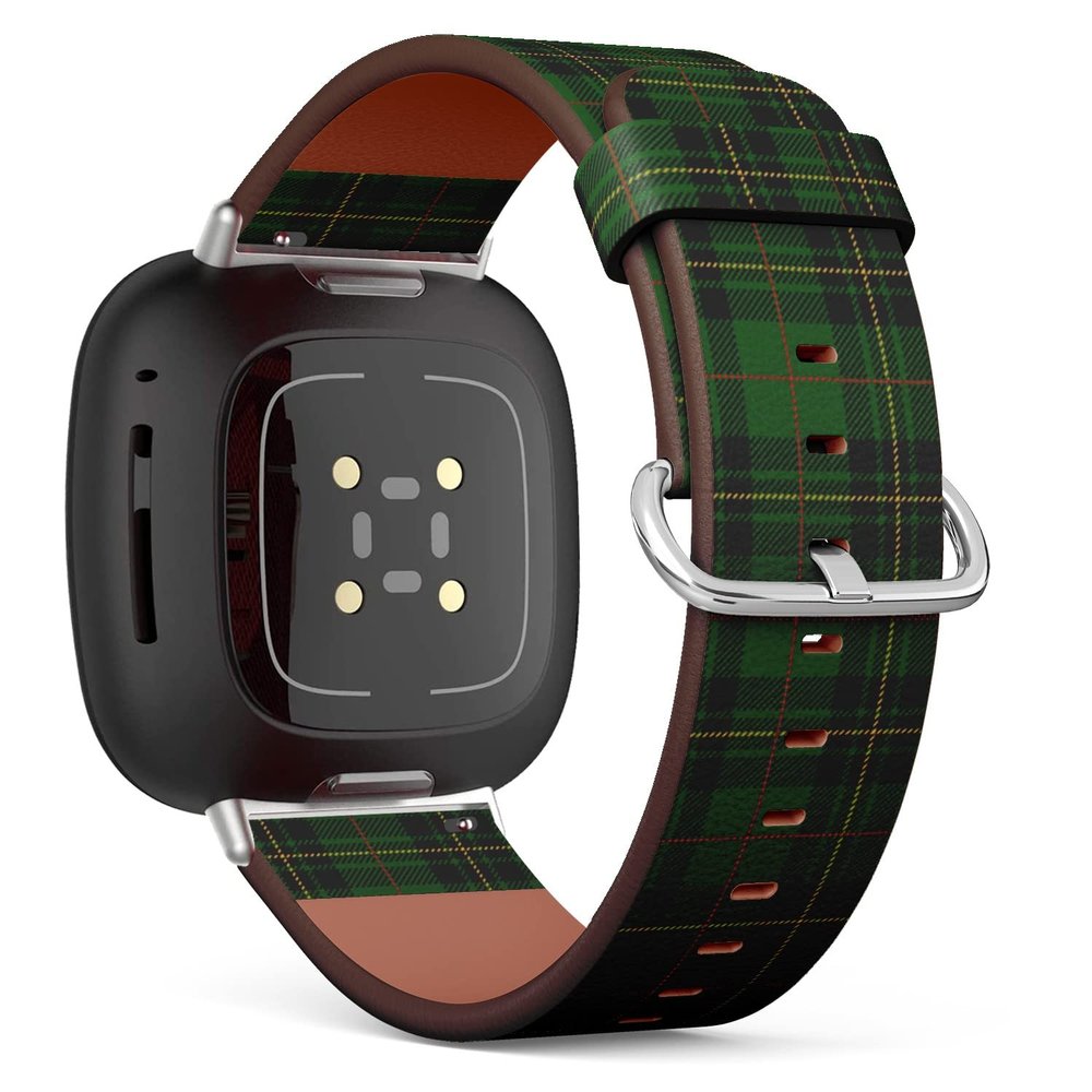 CJCBROES Replacement Leather Watch Band, Compatible with Fitbit Versa 4, Versa 3 and Fitbit Sense 2, Fitbit Sense of Wristband Bracelet Accessory - Clan Forbes Tartan Plaid Scottish