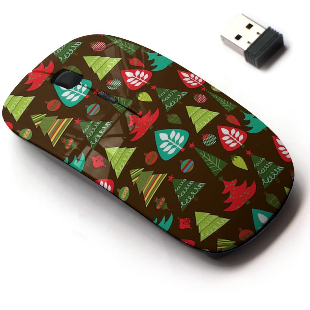 2.4G Wireless Mouse with Cute Pattern Design for All Laptops and Desktops with Nano Receiver - Christmas