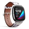CJBROES Replacement Leather Watch Band, Compatible with Fitbit Versa 3 and Fitbit Sense of Wristband Bracelet Accessory - Beautiful Lavender view 2