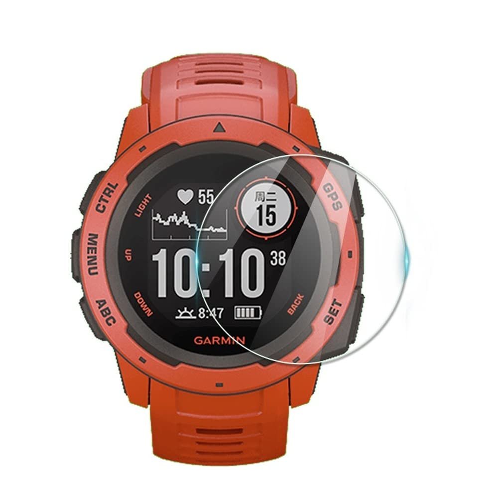3Pack Screen Protector Compatible for Garmin Instinct Solar Camo Surf Tide Tactical Esports Clear/Anti Purple Light 2.5D Slim 9H Tempered Glass Film (Clear Glass)