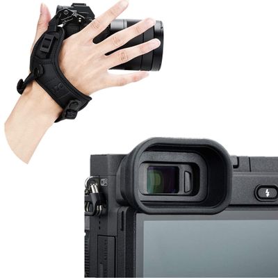 Camera Eyecup + Camera Hand StrapSoft Silicon Camera Eyecup with Camera Hand Strap for Sony A6600 A6500 A6400 Mirrorless Camera