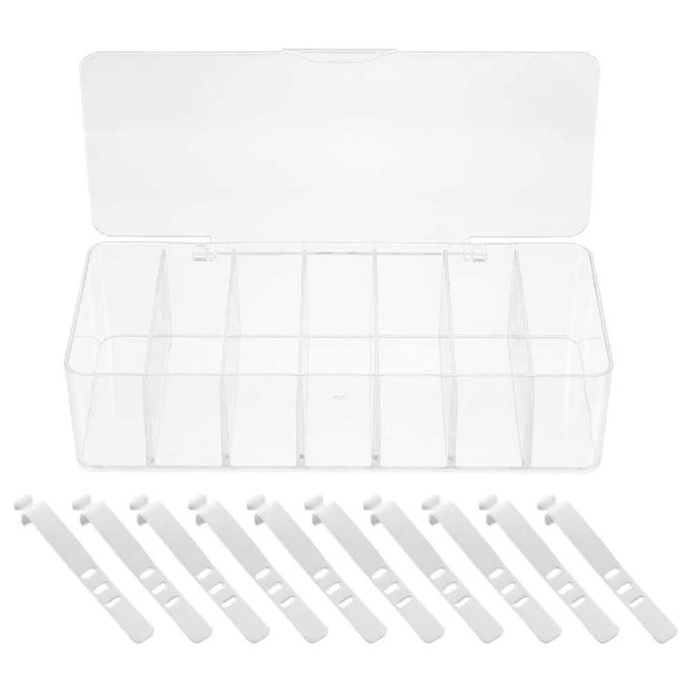 Cabilock Cable Management Box Wire and Cord Case Dividers 7 Compartment Cord Box for Charger Storage