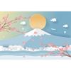 DORCEV 10x6.5ft Cartoon Japanese Fuji Mountain Backdrop Pink Cherry Blossoms Yellow Sun Photography Background Japan Theme Party Photo Booth Traveller Prom Decor Wall Baby Shower Cake Table Banners view 1