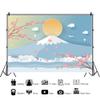 DORCEV 10x6.5ft Cartoon Japanese Fuji Mountain Backdrop Pink Cherry Blossoms Yellow Sun Photography Background Japan Theme Party Photo Booth Traveller Prom Decor Wall Baby Shower Cake Table Banners view 2