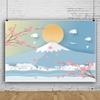 DORCEV 10x6.5ft Cartoon Japanese Fuji Mountain Backdrop Pink Cherry Blossoms Yellow Sun Photography Background Japan Theme Party Photo Booth Traveller Prom Decor Wall Baby Shower Cake Table Banners view 3
