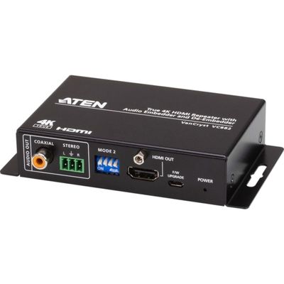 ATEN VC882 True 4K HDMI Repeater with Audio Embedder and De-Embedder - 4096 x 2160 - 16.40 ft Maximum Operating Distance - 1 x HDMI In - 1 x HDMI Out - USB