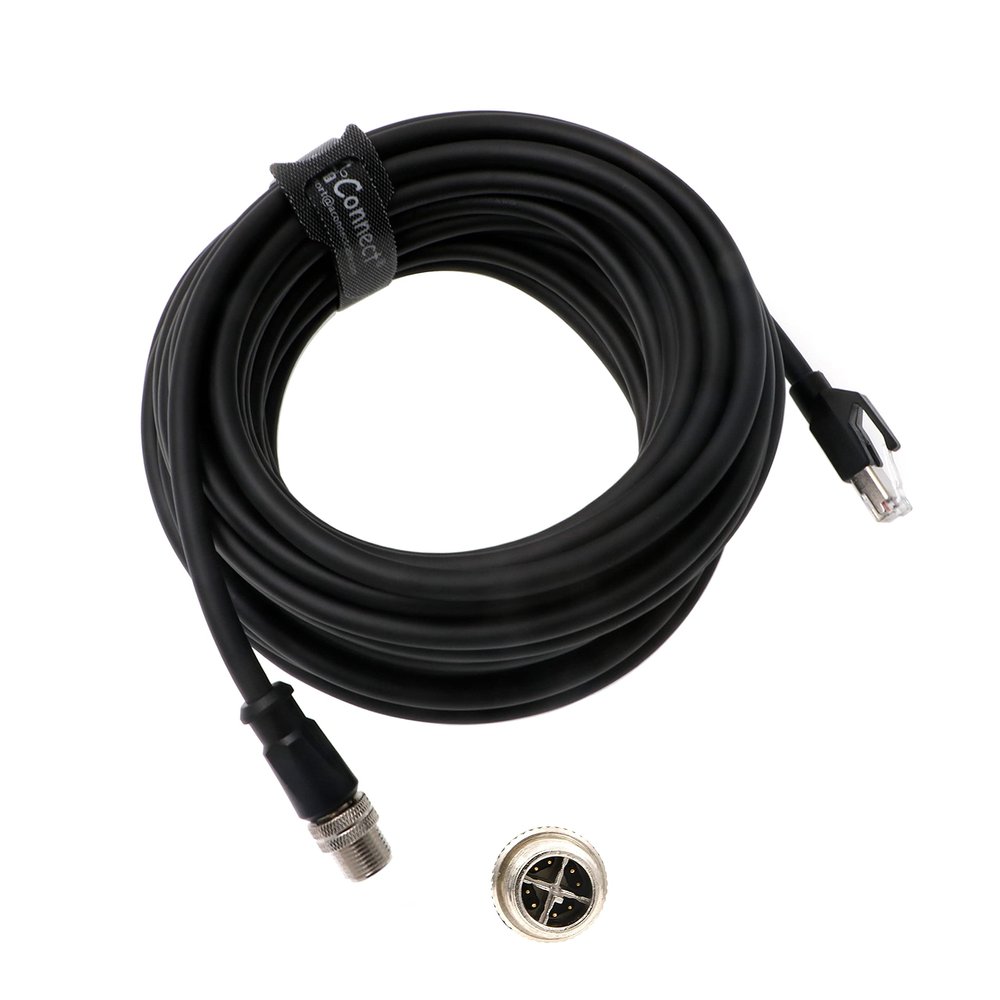 AConnect M12-RJ45-X-Code Ethernet-Cable for Cognex-Industrial-Camera Waterproof Shielded-Cable M12 8-Pin X-Code Male to RJ45 Cat6a 10M