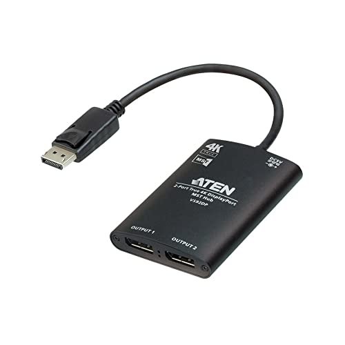 ATEN VS92DP 2-Port True 4K DisplayPort MST Hub - 3840  2160 - DisplayPort - USB - Metal, Aluminum