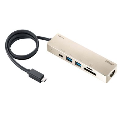 ATEN UH3239 4K 6 Ports USB C 6-in-1 Portable Mini Docking Station USB C Port Thunderbolt 3, HDMI, SD, Micro SD Card, USB 3.2 60W PD 2.0 for Laptop Tablet Smartphones for Windows and MacBook